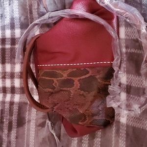 Stylish Red and Brown Shoulder Bag